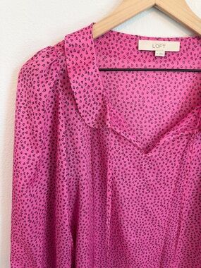 LOFT Hot Pink Heart-Print Blouse